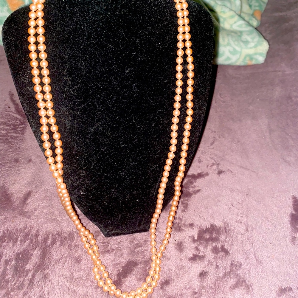 Beautiful Long Pink Pearl Necklace
